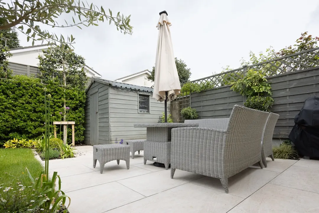 Landscaped backyard patio