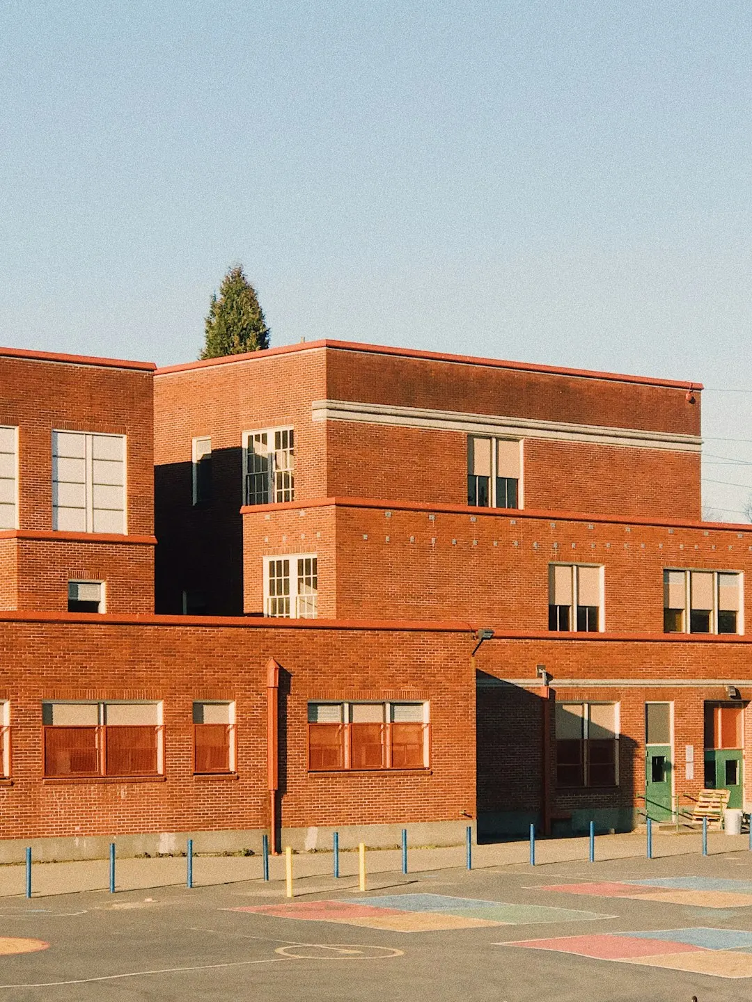 Brick school building exterior